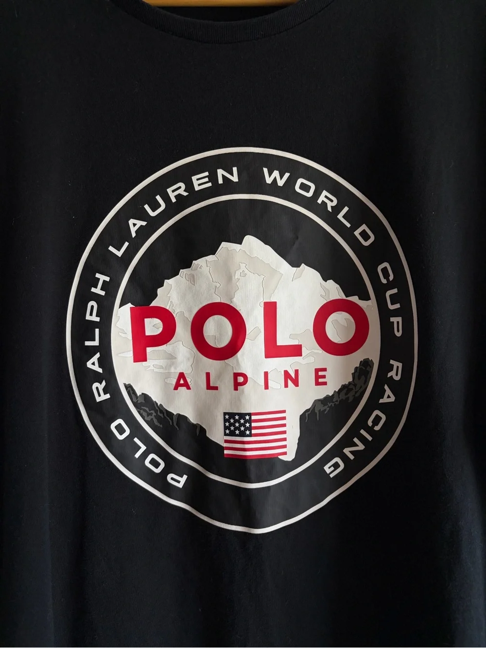 Polo Ralph Lauren Shirt Mens Black‎ Alpine World Cup Racing Long Sleeve
